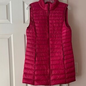 Quilted light weight Puffer Vest - Pink-  30” long, 16-1/2 pit to pit.